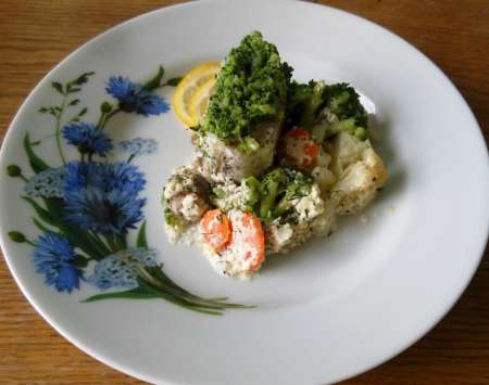 Хек в заливке с овощами, запечённый в духовке Хек в заливке с овощами, запечённый в духовке