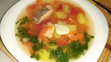 Юшка из семги по-кубански Юшка из семги по-кубански